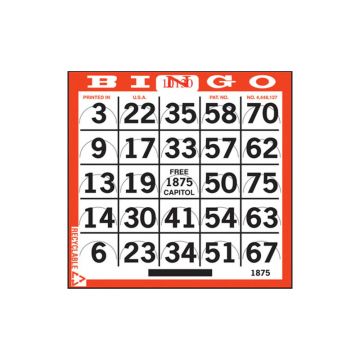 Push Out Bingo Cards, 1 On (Case of 3,000)
